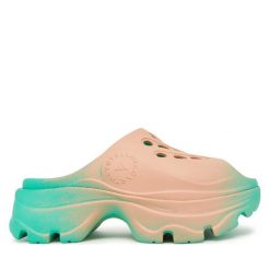 Klapki adidas. Zielone klapki damskie Adidas, bez wzorów, sportowe, bez obcasa, bez zapięcia. Za 399.99 zł.