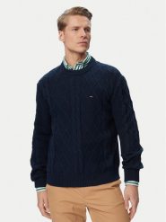Tommy Jeans Sweter DM0DM23405 Granatowy Regular Fit. Niebieskie swetry męskie Tommy Jeans, m, bez wzorów, z bawełny, bez kołnierzyka, bez ramiączek. Za 409.99 zł.