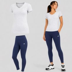 KOMPLET DAMSKI 4F T-SHIRT + LEGGINSY ZESTAW SPORTOWY NA CO DZIEŃ XS SS26. Legginsy damskie 4F, uniwersalny, bez wzorów, z bawełny, na fitness i siłownię. Za 119.98 zł.