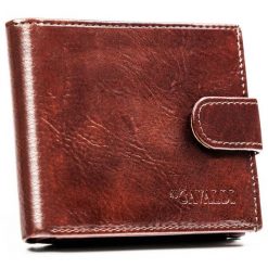 Brązowy portfel męski ze skóry ekologicznej zapinany na zatrzask - 4U Cavaldi. Brązowe portfele męskie 4U Cavaldi, bez wzorów, ze skóry ekologicznej. Za 24.99 zł.