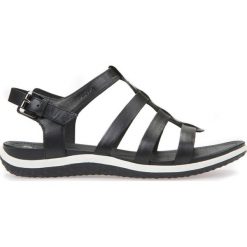 Geox Vega Sandały Czarny. Czarne sandały damskie Geox, bez wzorów, z materiału, bez obcasa, bez zapięcia. Za 430.95 zł.