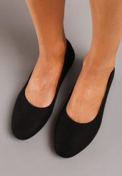 Czarne Balerinki z Imitacji Zamszu z Okrągłym Noskiem Garneli. Czarne balerinki damskie Born2be, na jesień, bez wzorów, z jeansu, eleganckie, z okrągłym noskiem, bez obcasa, bez zapięcia. Za 44.99 zł.