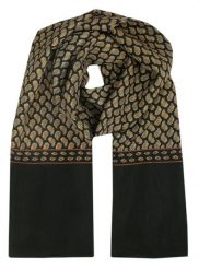 Męski Szalik Elegancki Miękki, Dwustronny, Śliski - ALTIES - Czarny w Beżowy Wzór. Brązowe szaliki męskie Alties, bez wzorów, z materiału. Za 55.00 zł.