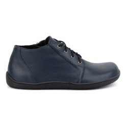 Olivier Buty damskie skórzane Barefoot lekko ocieplone za kostkę z zamkiem 787 granatowe niebieskie. Niebieskie botki damskie bez wzorów, ze skóry, za kostkę, bez obcasa, na płaskiej podeszwie, bez zapięcia. Za 499.18 zł.