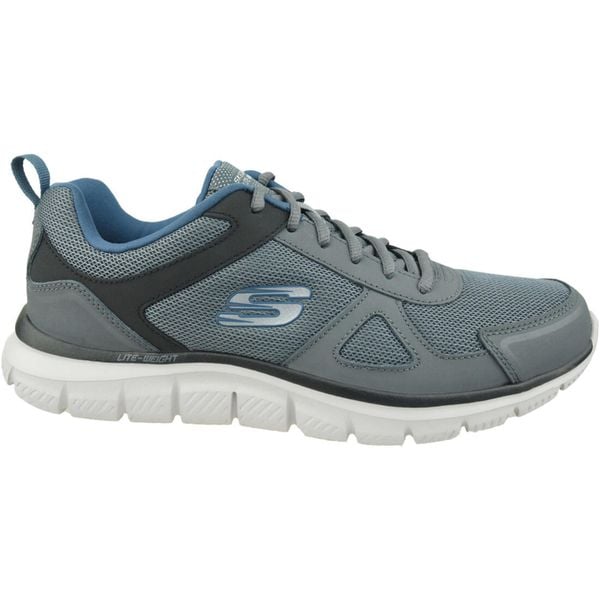 Buty sportowe Sneakersy męskie, Skechers Track-Scloric. Szare buty sportowe męskie Skechers, bez wzorów, z materiału, bez zapięcia, trekkingowe. Za 229.99 zł.