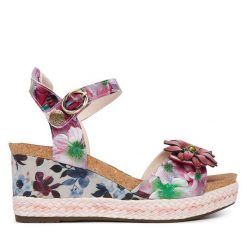 Sandały Laura Vita. Fioletowe sandały damskie Laura Vita, bez wzorów, bez obcasa, na koturnie, bez zapięcia. Za 439.99 zł.