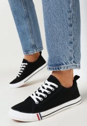 Czarne Trampki przed Kostkę Leylatia. Czarne trampki i tenisówki damskie Born2be, bez wzorów, z jeansu, przed kostkę, bez zapięcia. Za 54.99 zł.