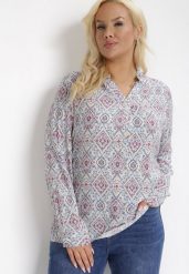 Jasnobeżowo-Niebieska Bluzka Actinna. Brązowe bluzki damskie Born2be, l, z aplikacjami, z tkaniny, bez kołnierzyka, plus size, bez ramiączek. Za 59.99 zł.