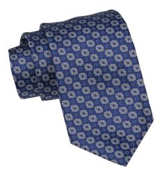 Krawat Męski, Klasyczny - ALTIES - Niebieski, Kwiatowe Grochy. Niebieskie krawaty i muchy Alties, bez wzorów, z tkaniny, eleganckie. Za 49.00 zł.