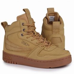 Buty męskie zimowe Fila FXVENTUNO O MID. Żółte buty sportowe męskie Fila, na zimę, bez wzorów, bez zapięcia, trekkingowe. W wyprzedaży za 269.00 zł.