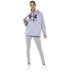 Bluza Z Kapturem Damska Polar Rival. Szare bluzy damskie Under Armour, l, bez wzorów, z bawełny, bez ramiączek, z kapturem. Za 257.00 zł.