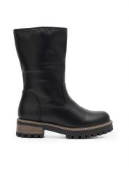 Clara Barson Botki NINA WS5120-02 Czarny. Czarne botki damskie Clara Barson, bez wzorów, z tworzywa sztucznego, bez obcasa, na płaskiej podeszwie, bez zapięcia. Za 169.99 zł.