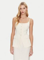 Simona Corsellini Top P25CPTO00801 Beżowy Slim Fit. Brązowe topy damskie SIMONA CORSELLINI, bez wzorów, z syntetyku, bez kołnierzyka, bez ramiączek. Za 579.99 zł.