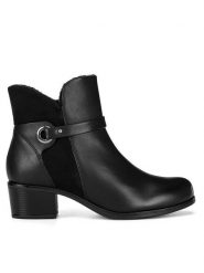 Go Soft Botki EST-GUSTA-01 Czarny. Czarne botki damskie GO SOFT, bez wzorów, ze skóry, bez obcasa, na płaskiej podeszwie, bez zapięcia. Za 249.99 zł.