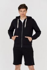 GUESS Czarna męska bluza z kapturem Slim Fit, Rozmiar S. Czarne bluzy męskie Guess, m, z aplikacjami, bez ramiączek, z kapturem. W wyprzedaży za 372.99 zł.