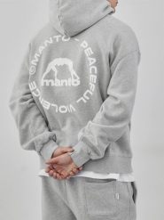 MANTO bluza z kapturem LABEL 25 OVERSIZE melanż. Szare bluzy damskie Manto, m, bez wzorów, z bawełny, bez ramiączek, z kapturem. Za 299.00 zł.