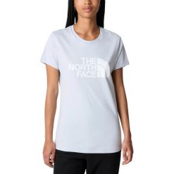 Koszulka damska The North Face S/S Easy z krótkim rękawem. Niebieskie bluzki damskie The North Face, m, bez wzorów, sportowe, bez kołnierzyka, bez ramiączek. W wyprzedaży za 131.85 zł.