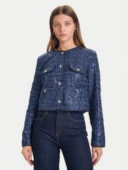 Guess Marynarka W5BN0C D0771 Granatowy Regular Fit. Niebieskie marynarki i żakiety damskie Guess, z aplikacjami, z bawełny, bez kołnierzyka, bez ramiączek. Za 519.99 zł.
