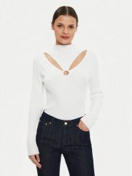 Morgan Sweter 241-MELINE Biały Slim Fit. Białe swetry nierozpinane damskie Morgan, m, bez wzorów, z wiskozy, bez kołnierzyka, bez ramiączek. Za 229.99 zł.