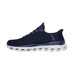 Buty męskie sneakersy Skechers Glide-Step Slip-Ins. Niebieskie buty sportowe męskie Skechers, bez wzorów, bez zapięcia. Za 279.00 zł.
