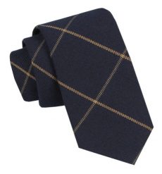 Wełniany Krawat - Alties - Granatowy, Geometryczny Wzór. Niebieskie krawaty i muchy Alties, bez wzorów, z bawełny. Za 55.00 zł.