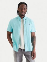 Tommy Hilfiger Koszula MW0MW42450 Turkusowy Regular Fit. Niebieskie koszule męskie Tommy Hilfiger, l, bez wzorów, z bawełny, bez kołnierzyka, bez ramiączek. Za 369.99 zł.