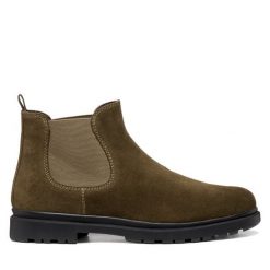 Sztyblety Geox. Zielone botki męskie Geox, bez wzorów, bez obcasa, bez zapięcia. Za 499.99 zł.