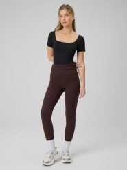 4F Legginsy dzianinowe damskie - brązowe S. Brązowe legginsy damskie 4F, bez wzorów, z dzianiny. Za 129.99 zł.