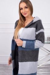 Sweter w pasy trzykolorowy grafitowy+szary+jeans. Szare swetry nierozpinane damskie KESI, l, bez wzorów, z jeansu, bez kołnierzyka, plus size, bez ramiączek. Za 123.43 zł.