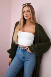 Sweter długi kardigan khaki. Brązowe kardigany damskie KESI, l, bez wzorów, z włókna, bez kołnierzyka, plus size. Za 175.65 zł.
