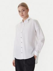 Morgan Koszula 261-CGRAM Biały Oversize. Białe koszule damskie Morgan, bez wzorów, z bawełny, biznesowe, bez kołnierzyka, bez ramiączek. Za 299.99 zł.