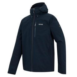 Kurtka turystyczna przeciwdeszczowa męska Birchdale wodoodporna. Niebieskie kurtki męskie Regatta, m, bez wzorów, z materiału, z kapturem. Za 349.99 zł.