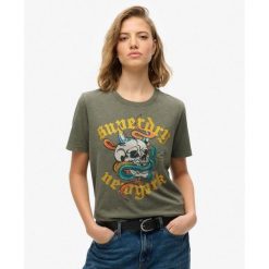 Luźna koszulka Neo Trad Tattoo. Zielone koszulki sportowe damskie Superdry, bez wzorów, z bawełny, bez ramiączek. Za 147.45 zł.