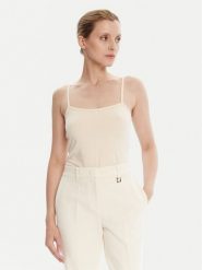 JOOP! Top 30042651 Kremowy Regular Fit. Białe topy damskie JOOP!, bez wzorów, z bawełny, bez kołnierzyka, bez ramiączek. Za 109.99 zł.