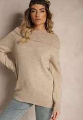 Beżowy Sweter z Dekoltem Opuszczonym na Ramiona Parila. Brązowe swetry nierozpinane damskie Renee, m, bez wzorów, casualowe, bez kołnierzyka, bez ramiączek. Za 99.99 zł.