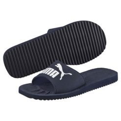 Klapki Puma Purecat unisex. Białe klapki męskie Puma, bez wzorów, z materiału, bez zapięcia. Za 103.00 zł.