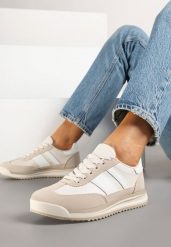 Beżowe Sneakersy Klasyczne Tenisówki z Przeszyciami Kelluria. Brązowe trampki i tenisówki damskie Born2be, bez wzorów, z jeansu, bez zapięcia. Za 79.99 zł.