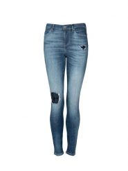Guess Jeansy "Skinny" | W2RA46D3ZTF | Kobieta | Niebieski. Niebieskie jeansy damskie Guess, z aplikacjami, z bawełny, eleganckie, z podwyższonym stanem. W wyprzedaży za 349.00 zł.