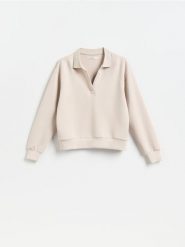 Bluza z dodatkiem modalu - beżowy. Brązowe bluzy damskie Reserved, l, bez wzorów, z dzianiny, bez ramiączek, bez kaptura. Za 109.99 zł.
