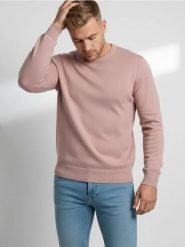 Bawełniany sweter basic - różowy. Czerwone swetry męskie Sinsay, l, bez wzorów, z bawełny, bez kołnierzyka, bez ramiączek. Za 39.99 zł.