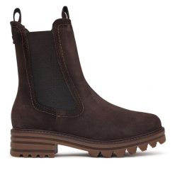 Sztyblety Tamaris. Brązowe botki damskie Tamaris, bez wzorów, bez obcasa, na płaskiej podeszwie, bez zapięcia. Za 484.99 zł.