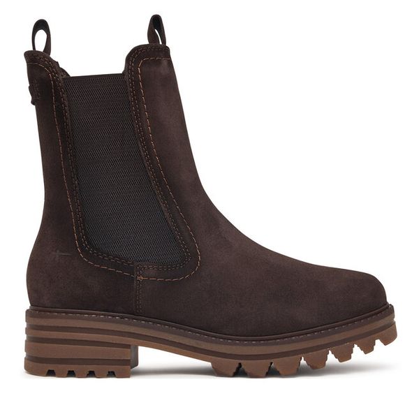 Sztyblety Tamaris. Brązowe botki damskie Tamaris, bez wzorów, bez obcasa, na płaskiej podeszwie, bez zapięcia. Za 484.99 zł.