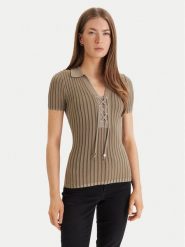 Guess Sweter W6GR09 Z0590 Zielony Regular Fit. Zielone swetry nierozpinane damskie Guess, s, z aplikacjami, z wiskozy, bez kołnierzyka, bez ramiączek. Za 379.99 zł.