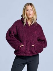 Bluza z kapturem Fluffy - damska - na cztery pory roku - Teddy - bordowa. Czerwone bluzy damskie POEDERBAAS, xl, bez wzorów, z materiału, eleganckie, bez ramiączek, z kapturem. Za 199.42 zł.