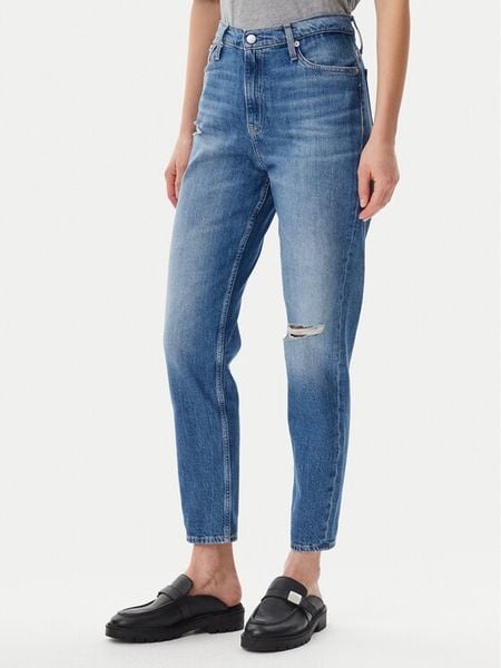 Calvin Klein Jeans Jeansy J20J225140 Niebieski Mom Fit. Niebieskie jeansy damskie Calvin Klein Jeans, bez wzorów, z bawełny. Za 339.99 zł.