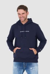 TOMMY JEANS Granatowa męska bluza z kapturem, Rozmiar M. Niebieskie bluzy męskie Tommy Jeans, l, bez wzorów, z jeansu, bez ramiączek, z kapturem. W wyprzedaży za 236.99 zł.