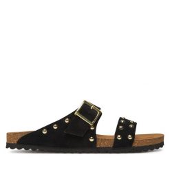 Klapki Pieces. Czarne klapki damskie Pieces, bez wzorów, bez obcasa, bez zapięcia. Za 169.99 zł.