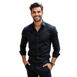 Czarna elastyczna koszula męska Modini Y79. Czarne koszule męskie Modini Moda Męska, m, bez wzorów, z bawełny, biznesowe, bez kołnierzyka, bez ramiączek. W wyprzedaży za 179.10 zł.