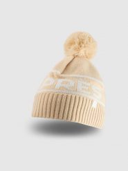 4F Czapka zimowa z dodatkiem wełny damska - beżowa S. Brązowe czapki damskie 4F, na zimę, bez wzorów, z wełny, klasyczne. Za 89.99 zł.