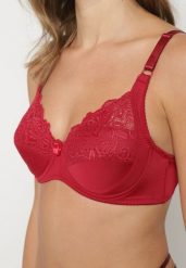 Bordowy Biustonosz o Kroju Full Cup z Koronką Alifedi. Czerwone biustonosze Renee, bez wzorów, z koronki. Za 24.99 zł.